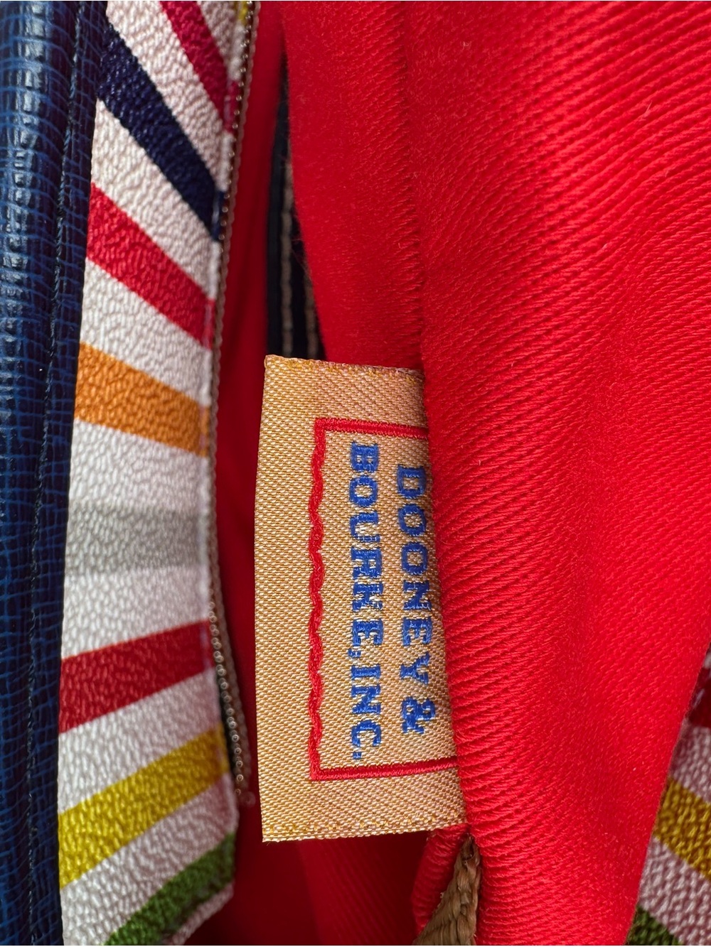 💐Dooney & Bourke Rainbow Multi Stripe Shopper Tote Bag + Flower Charm - Picture 10 of 12